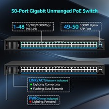 NICGIGA GS4802P 48-Port Gigabit PoE+ Switch 400W 2x 1G SFP #3588U Y1 picture