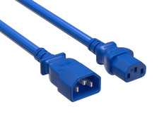 3ft IEC C14 to IEC C13 Heavy Duty PDU Power Cord, 14 AWG SJT, 15A/250V, Blue picture