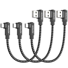HOTNOW Short Micro USB Right Angle Cable 0.5FT 3Pack, 90 Degree 0.5FT, Black picture