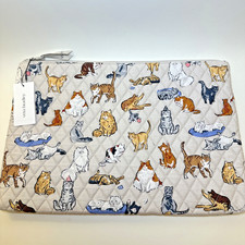 NWT Vera Bradley Essential Laptop Pouch A Cat's Life NEW Large Case Cotton Kitty picture