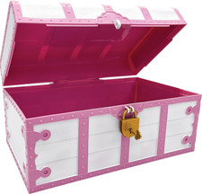 Pink and White Treasure Chest with Lock and Key (TCR6055) picture