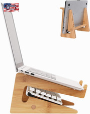 Nuvograin Laptop Stand, Wooden Vertical Laptop Stand for Desk, Bamboo Laptop Sta picture