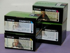 Lexmark Full Set C540H1YG/KG/MG/CG (YKMC) High Yield Print Cartridges~New Sealed picture