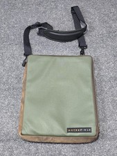 WaterField Tablet Bag Shoulder Messenger Bag Green Waxed Canvas Leather Trim USA picture