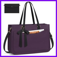 Laptop Bag for Women 15.6 Inch Work Tote Bags Leather Laptop Tote Waterproof ... picture