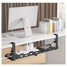 Under Desk Cable Management Tray - No-Drill Clamp-On Organizer for Desk Wires & picture