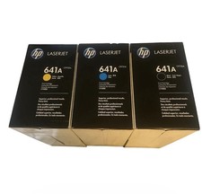 Lot of 3 HP LaserJet 641A Black/Yellow/Cyan Toner Cartridge picture