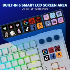 DARKFLASH K87PRO TKL MECHANICAL KEYBOARD WITH 6 LCD STREAM CONTROL KEYS -  WHITE picture