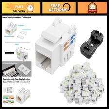 10Gbps Cat6 Keystone Jacks - 50-Pack, High-Speed Ethernet Connectors, White picture