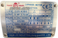 1Pcs New 3-PHASE hydraulic oil pump inner shaft motor C05-43BO 3.75KW 5HP 50Hz picture