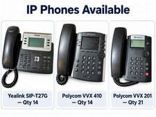 Lot of 49 Polycom/Yealink IP Phones SIP-T27G VVX 410 VVX 201 w/ Stand & Reciever picture