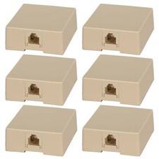 6 Pcs 1 Port RJ11 6P4C Jack Telephone Phone Line Wall Surface Mount Box Ivory picture