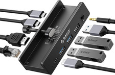 ORICO Clip Docking Station, 8-in-1 Clamp USB C Hub with 4K@60Hz HDMI, 100W PD, G picture