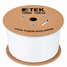 Cat6A Plenum 1000ft CMP Ethernet Cable 23AWG 100% Bare Copper 750MHz White picture