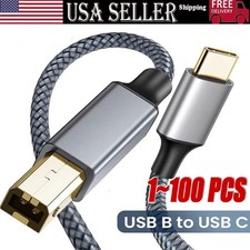 USB-C to USB-B 2.0 Cable For Nylon Epson HP Canon Brother Printer Scanner Lot picture