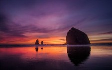Landscape sunset sea purple sky beach waves low Custom Gaming Mat Desk picture