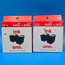 Lot of 2 Onn Reman Ink for Canon 240XL Black 241XL Color 4 Cartridges Total picture