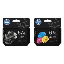 HP 67XL Black and 67XL Tri-Color High-Yield Ink Cartridge 2 Pack for Printers picture