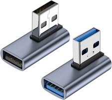 90 Degree USB 3.1 Adapter (2 Pack), Right and Left Angle USB A Male to Female picture