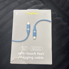 heyday Soft-Touch Fast Charging Power Delivery USB-C to USB-C Cable 6 ft  Blue picture