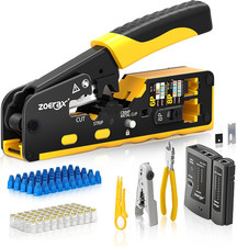 Cat7 RJ45 Crimping Tool Kit with Cable Tester, 50PCS Connectors picture