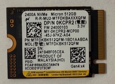 Micron 512GB SSD - 2400A M.2 2230 NVMe PCIe Gen4x4 MTFDKBK512QFM picture