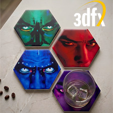 Retro 3dfx Voodoo Hexagon Ceramic Coaster Set (4-Pack) – Glide Era Nostalgia picture