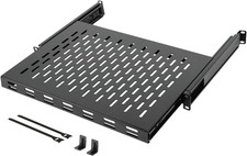 1U Sliding Rack Shelf,4-Post Vented Rack Mount Shelf,13.8In Deep with Adjustable picture