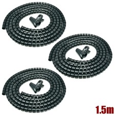 3x 1.5m 15mm Black Spiral Wrapping Bands Cable Tidy Management Organizer Tube picture