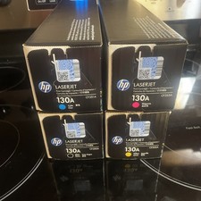 HP 130A LASERJET Original HP Toner Cartridge Black Yellow Magenta Blue LOT OF 4 picture