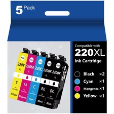 5-Pack T220XL 220XL Ink Cartridges For Epson WorkForce WF-2760 WF-2650 WF-2750 picture