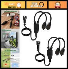 3-Prong Y Splitter Power Extension Cord 2FT 90-Degree Flat Plug, Heavy Duty 16AW picture