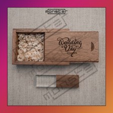 USB 3.0 - 16GB Plexiglass & Custom Wood - Walnut Wedding Box picture