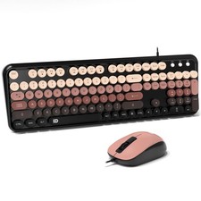 8870P Wired Keyboard Mouse Combo 104 Round Keys Retro Typewriter BlackBerry picture