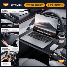 2-in-1 Car Steering Wheel Desk & Seat Gap Organizer - Foldable Tray for Laptop, picture