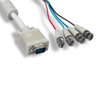 Kentek 6ft VGA to 4-BNC Video Cable HD15/RGBS EMI/RFI Filter High-Resolution PC picture