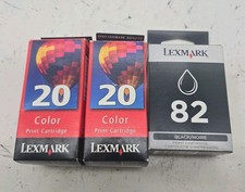 2 Lexmark #20 Color Ink Cartridge And 82 Black GENUINE NEW (108) picture