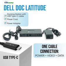 Dell USB-C Dock Station for Latitude 7410/Chromebook 7420/2in1 w/130W AC Adapter picture