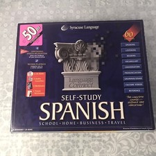 Syracuse Language Self Study Spanish PC 4 CD set +2 tapes inbox w/ books &Dictio picture