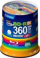 Verbatim Blank Blu-ray BD-R DL 50GB 1-6x Speed 100 disc VBR260RP100SV1 New Japan picture