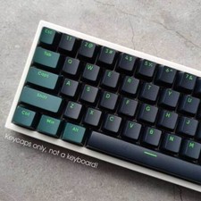 Black Dark Green PBT Double Shot Keycaps Set OEM Height for Cherry MX Keyboards picture