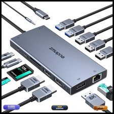 ZMUIPNG MH19 USB C Docking Station Dual Monitor 2 HDMI 4K DP 8K picture