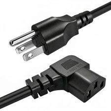 5ft Right Angle 3 Prong AC Power Cord for TV, PC & Monitor - NEMA 5-15P picture