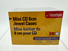 New SEALED Box of 25 Imation Mini CD 8cm Jewel Storage Cases,  NO DISCS Storage picture