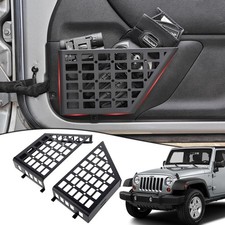 Metal Front Door Pockets for 2007-2018 Jeep Wrangler JK JKU 2/4 Storage Stain... picture