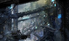 Landscape  art cityscape futuristic science fiction Custom Gaming Mat Desk picture