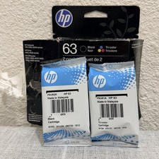 New HP 63 Black and Color Ink Cartridges Combo F6U62A F6U61A Exp: 07/2027 picture