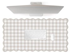 Large Beige Checkered Gingham Desk Mat 31x15.7 Inch Rugged Office Mouse Pad picture