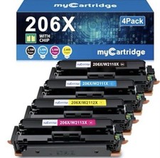 206X Toner Cartridge 4 Pack with Chip for HP Color LaserJet Pro M255 M283 picture