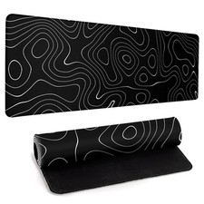 Large Topographic Map Gaming Mouse Pad for Desk Black Desk Pad with Non-Slip ... picture
